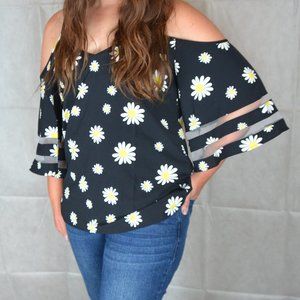 Printed Cold Shoulder Top